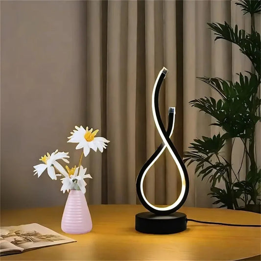Modern Wrought Iron Table Lamp – USB Powered with 3-Tone Light