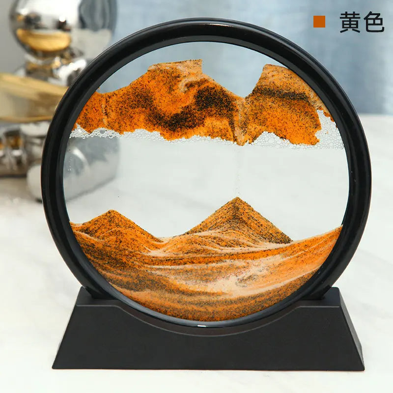 3D Moving Sand Art Picture – Round Glass Hourglass Decor