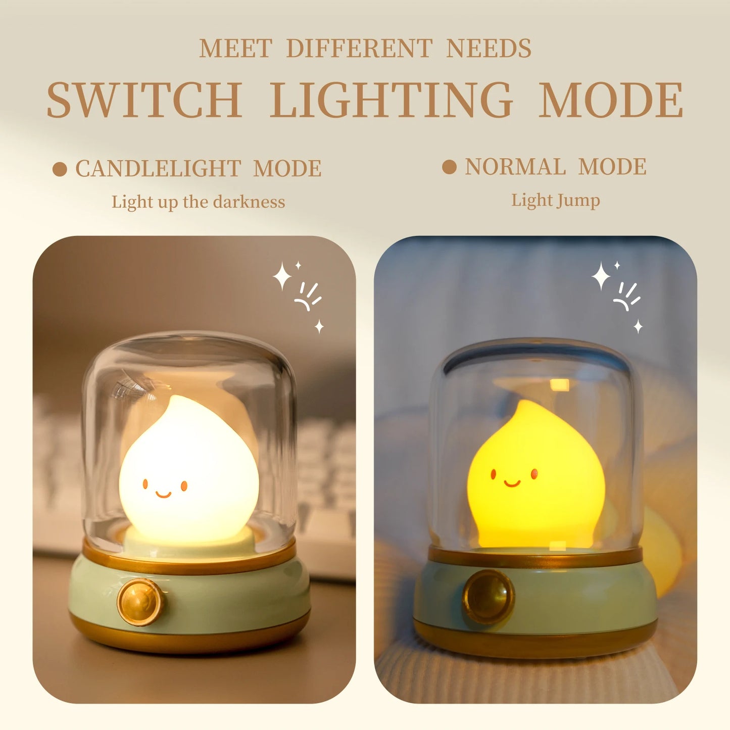 Mini Desktop LED Night Lamp – Cute Kerosene-Style Rechargeable Light