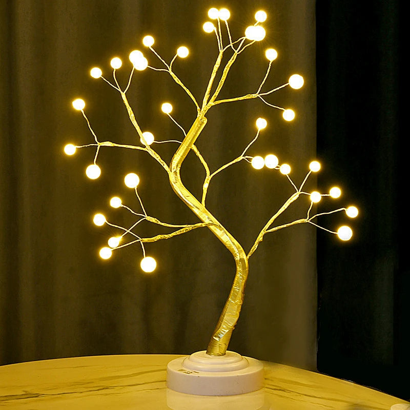 Table Bonsai Cherry Tree Night Light – USB/Battery Powered with Touch Switch