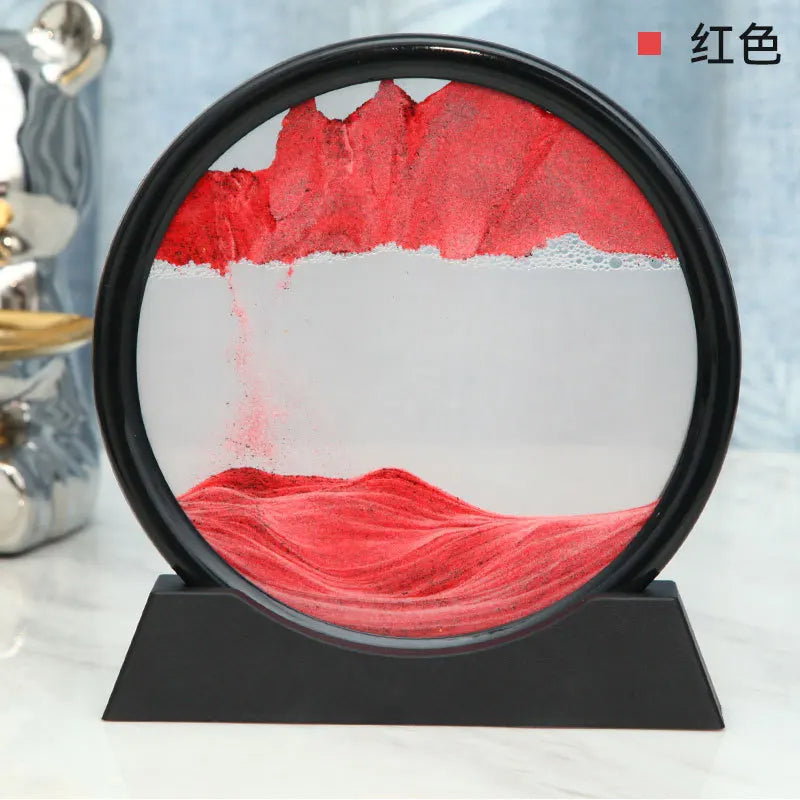 3D Moving Sand Art Picture – Round Glass Hourglass Decor