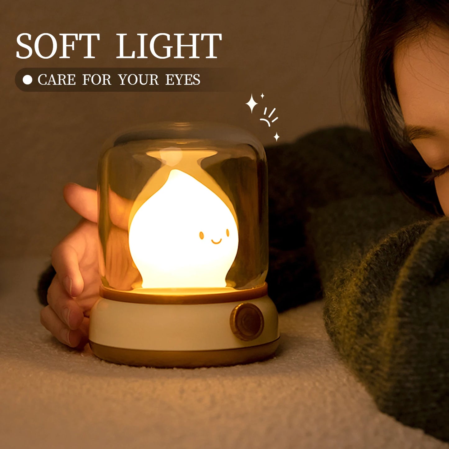 Mini Desktop LED Night Lamp – Cute Kerosene-Style Rechargeable Light