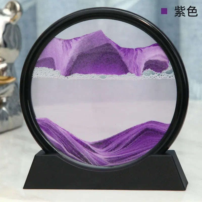 3D Moving Sand Art Picture – Round Glass Hourglass Decor