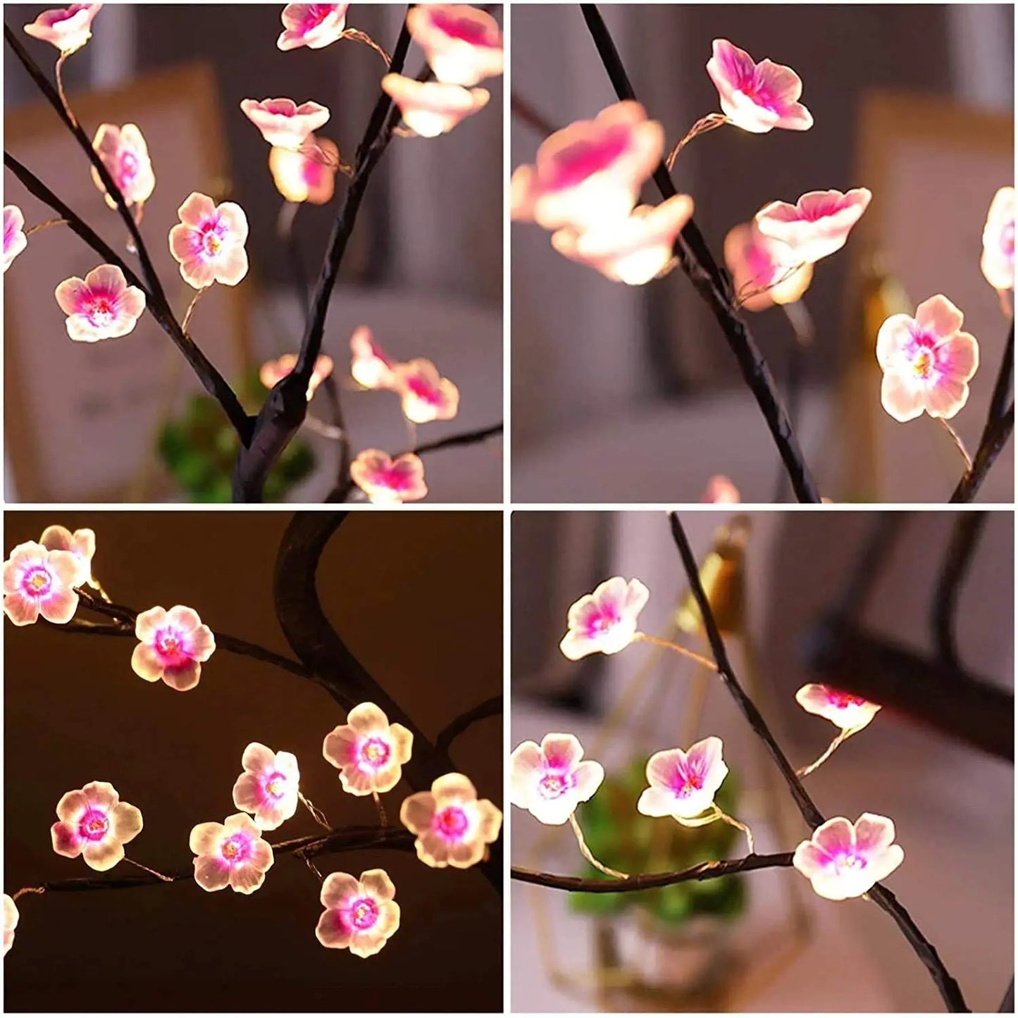 Table Bonsai Cherry Tree Night Light – USB/Battery Powered with Touch Switch