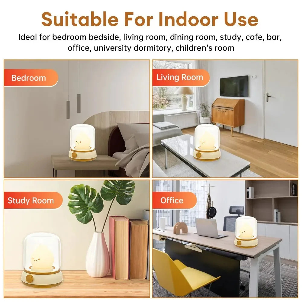 Mini Desktop LED Night Lamp – Cute Kerosene-Style Rechargeable Light