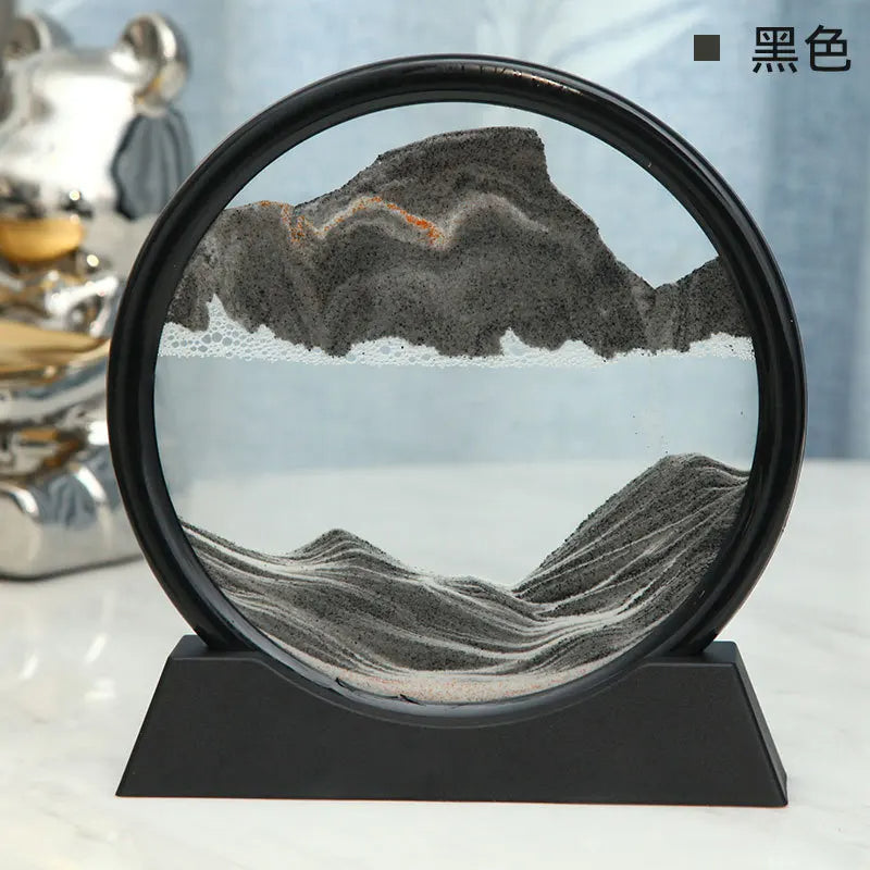 3D Moving Sand Art Picture – Round Glass Hourglass Decor