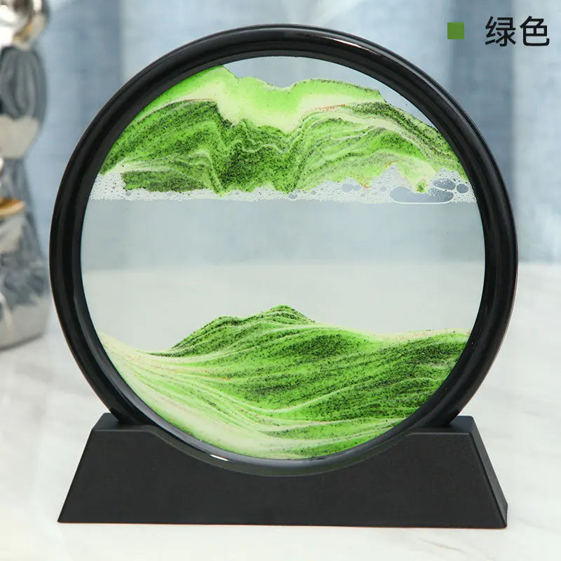 3D Moving Sand Art Picture – Round Glass Hourglass Decor