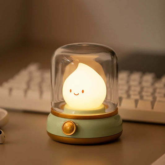 Mini Desktop LED Night Lamp – Cute Kerosene-Style Rechargeable Light