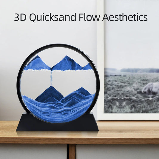 3D Moving Sand Art Picture – Round Glass Hourglass Decor