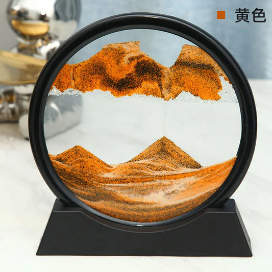 3D Moving Sand Art Picture – Round Glass Hourglass Decor