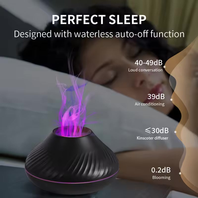 Portable Flame Air Humidifier – USB Volcanic Essential Oil Diffuser with LED Light