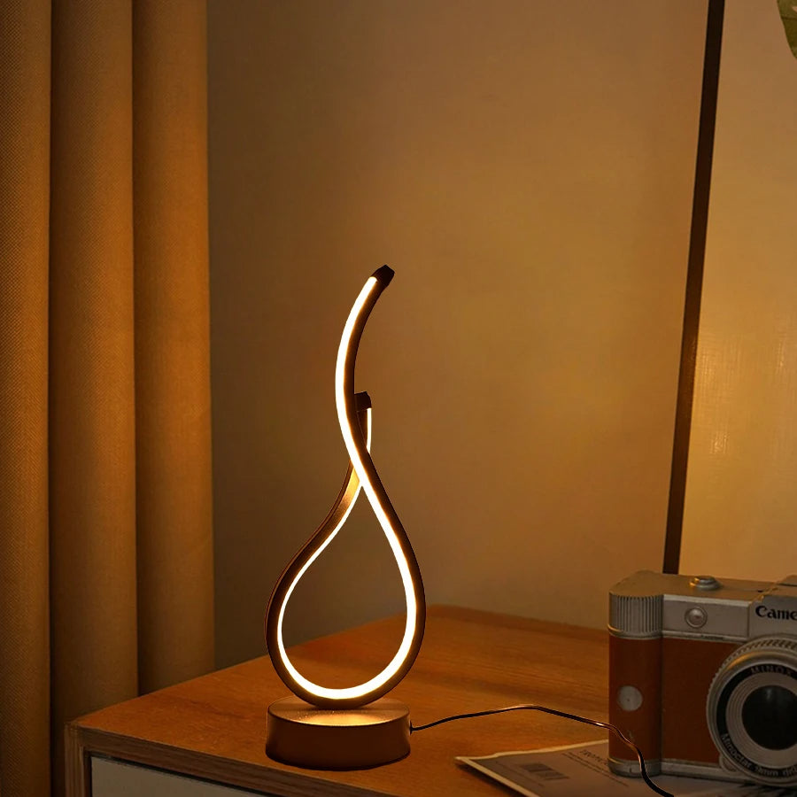 Modern Wrought Iron Table Lamp – USB Powered with 3-Tone Light