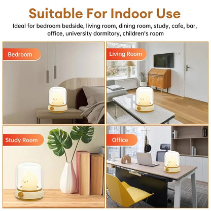 Mini Desktop LED Night Lamp – Cute Kerosene-Style Rechargeable Light