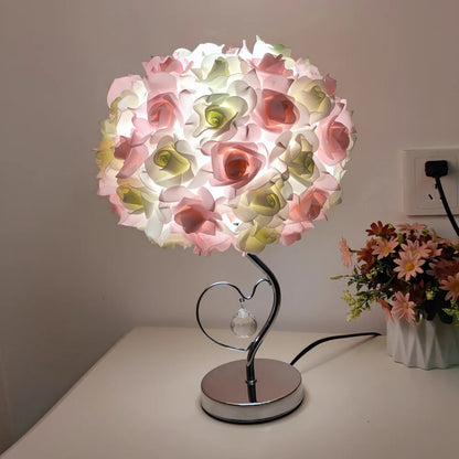 Rose Table Lamp – Pastoral Style Heart Crystal Bedside Light