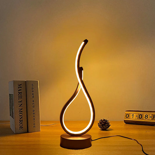 Modern Wrought Iron Table Lamp – USB Powered with 3-Tone Light