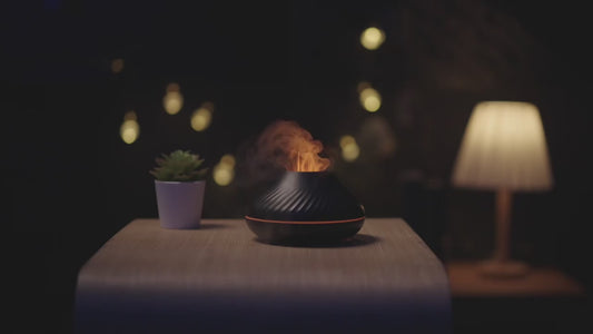 Portable Flame Air Humidifier – USB Volcanic Essential Oil Diffuser with LED Light